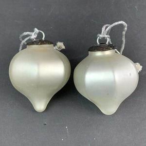 Vintage Mercury Matte Glass Kugel Style Silver Lamp 3" Christmas Ornament O23